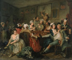 Progresso do Ancinho III: O Rake na Rose-Tavern de William Hogarth