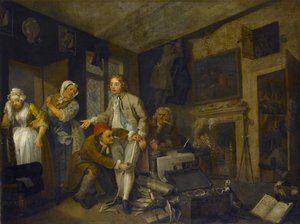Progresso de um ancinho I: O ancinho tomando posse de sua propriedade, 1733 de William Hogarth