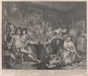A carreira de um libertino, prancha 3: Ele entrega-se à devassidão de William Hogarth