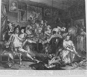 A Rake&39;s Progress, Plate 3, The Tavern Scene de William Hogarth