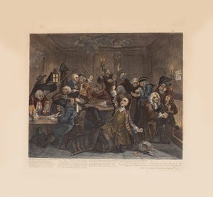 O progresso de um ancinho, placa 6: cena em uma casa de jogos, ca 1735. de William Hogarth