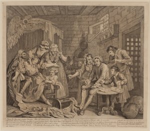 Progresso de um ancinho, Placa 7, 3º estado de William Hogarth
