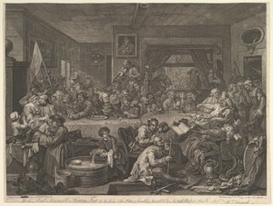 Um entretenimento eleitoral, Placa I: Quatro impressões de uma eleição, 24 de fevereiro de 1755. de William Hogarth