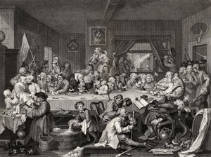 Um entretenimento de eleição, gravado por TE Nicholson, de &39;The Works of William Hogarth&39;, publicado em 1833 de William Hogarth