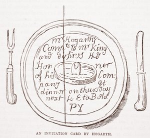 Um cartão de convite por Hogarth de William Hogarth