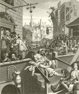 Rua da Cerveja e Gin Lane de William Hogarth