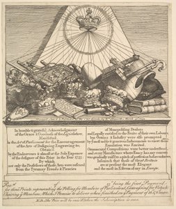 Coroas, mitros, maças, etc., 1755. de William Hogarth