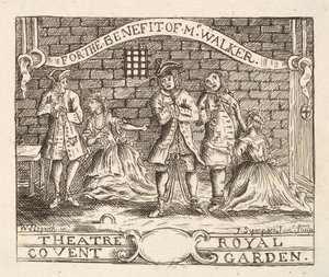 Para o benefício do Sr. Walker, teatro real, Covent Garden, bar. 1822 de William Hogarth