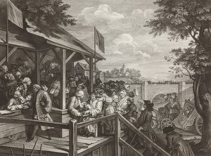 Quatro impressões de uma eleição. Folha 3: A votação. 1758 de William Hogarth