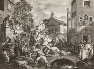 Quatro impressões de uma eleição. Folha 4: Presidindo os deputados - A procissão triunfal dos deputados. 1758 de William Hogarth