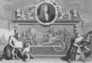 Frontispício para &39;Hudibras&39;, incluindo um retrato de Samuel Butler, gravado por Cosmo Armstrong de William Hogarth