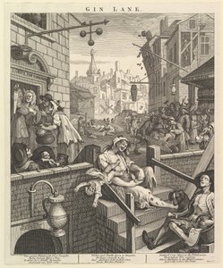 Gin Lane, 1 de fevereiro de 1751. de William Hogarth