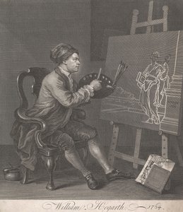 Hogarth a pintar a Musa cómica de William Hogarth