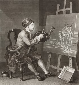 Hogarth Pintando a Comic Muse - Hogarth malt die Muse conhecido. 1764 de William Hogarth