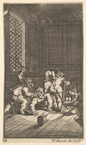 Hudibras catequizou dezessete pequenas ilustrações para Samuel Butlers Hudibras, no. 14, 1721-26. de William Hogarth