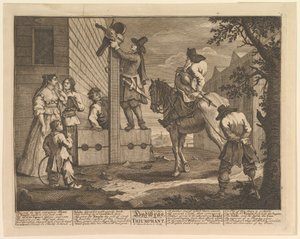 Hudibras Triunfante Doze Grandes Ilustrações para Samuel Butlers Hudibras, Placa 4, 1725-68. de William Hogarth