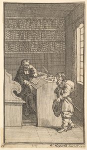 Hudibras e o advogado dezessete pequenas ilustrações de Samuel Butlers Hudibras, no ..., 1721-26. de William Hogarth