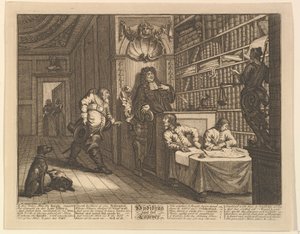 Hudibras e o advogado doze grandes ilustrações para Samuel Butlers Hudibras, Plate ..., 1725-68. de William Hogarth