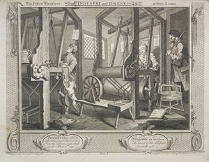 Indústria e ociosidade: os companheiros aprendizes em seus teares de William Hogarth