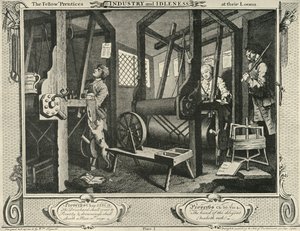 Interior de uma oficina de tecelões, 1747, 1925. de William Hogarth