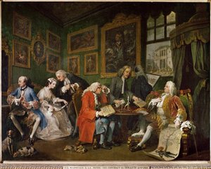 Mariage a la mode, uma série de seis pinturas satíricas (pintura sobre tela) de William Hogarth