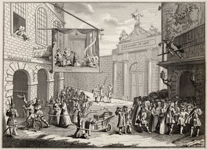 Masquerades e óperas, Burlington Gate, de "The Works of Hogarth", publicado em 1833 de William Hogarth
