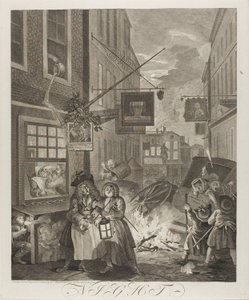 Noite, prato quatro de The Four Times of the Day de William Hogarth