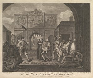 O Rosbife da Velha Inglaterra - O Portão de Caiais, 6 de março de 1749. de William Hogarth