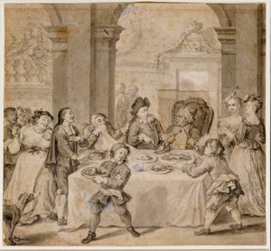 Sancho na festa magnífica, de "Don Quixote", de Miguel de Cervantes de William Hogarth