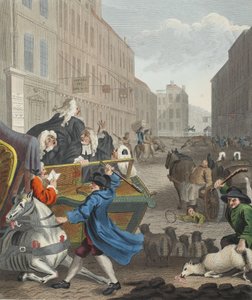 Segunda fase da Crueldade, ilustração de "Hogarth Restaurado": As obras inteiras do célebre William Hogarth, re-gravadas por Thomas Cook
