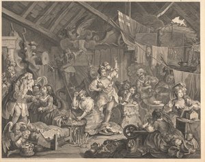 Atrizes de passeio Vestir-se num celeiro de William Hogarth