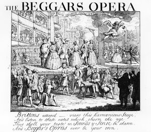 A ópera do mendigo Burlesqued, 1728 de William Hogarth
