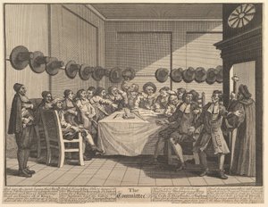 O Comitê Doze Grandes Ilustrações para Samuel Butlers Hudibras, Placa 10, 1725-68. de William Hogarth