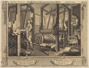 Os aprendizes companheiros nos seus teares de William Hogarth