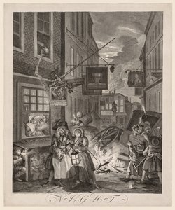 As Quatro Horas do Dia: Noite de William Hogarth