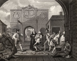 O Portão de Calais, ou Ó O Rosbife da Velha Inglaterra, de "As Obras de William Hogarth", publicado em 1833 de William Hogarth