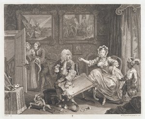 A prostituta encontra um protetor, projetado em 1732, impresso em 1744 (gravura e gravura) de William Hogarth