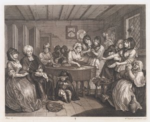 O Funeral da Prostituta, projetado em 1732, impresso em 1744 (gravura e gravura) de William Hogarth