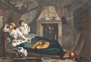 O Idle &39;Prentice Retornou do Mar, e em um Garret com uma Prostituta comum&39;, placa VII de &39;Indústria e Ociosidade, ilustração de&39; Hogarth Restaurado: As Obras Completas do célebre William Hog de William Hogarth