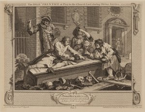 O Príncipe Preguiçoso Brincando no Pátio da Igreja, Durante o Serviço Divino de William Hogarth