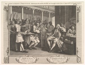 O diligente vereador Prentice de Londres, o ocioso trazido antes de ..., 30 de setembro de 1747. de William Hogarth