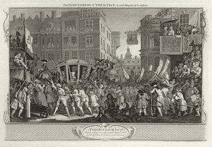 O industrioso &39;Prentice Lord Mayor de Londres, placa XII de&39; Industry and Idleness &39;, publicado em 1833 de William Hogarth