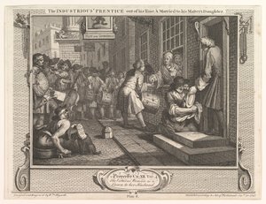 O aprendiz industrioso fora de seu tempo e casado com seu mestre Daught ..., 30 de setembro de 1747. de William Hogarth