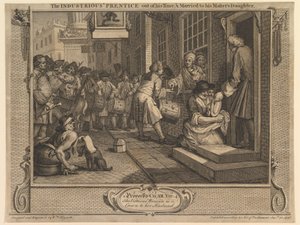 O aprendiz diligente terminou a aprendizagem e casou com a filha do mestre: Indústria e ociosidade, prancha 6 de William Hogarth