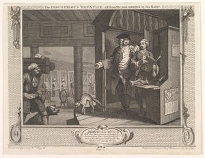 O Prentice Industrious um favorito e confiado por sua indústria mestre um ..., 30 de setembro de 1747. de William Hogarth