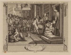 O diligente &39;Prentice fora de seu tempo, e casado com a filha de seu mestre de William Hogarth