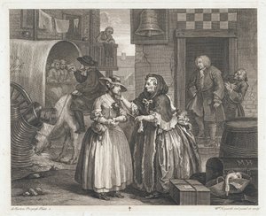 The Innocent Girl Becomes a Harlot, projetado em 1732, impresso em 1744 (Gravura e gravura) de William Hogarth