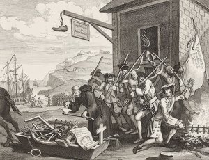 A invasão, ilustração 1: França - Die Invasion, Blatt 1: Frankreich. 1756 de William Hogarth