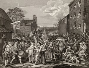 A Marcha a Finchley, gravada por TE Nicholson, de "The Works of Hogarth", publicada em 1833 de William Hogarth
