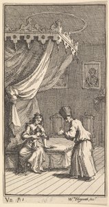 A Nova Metamorfose, Placa 5: Fantasio, Transformada em Cãozinho, com Donna The ..., 1724. de William Hogarth